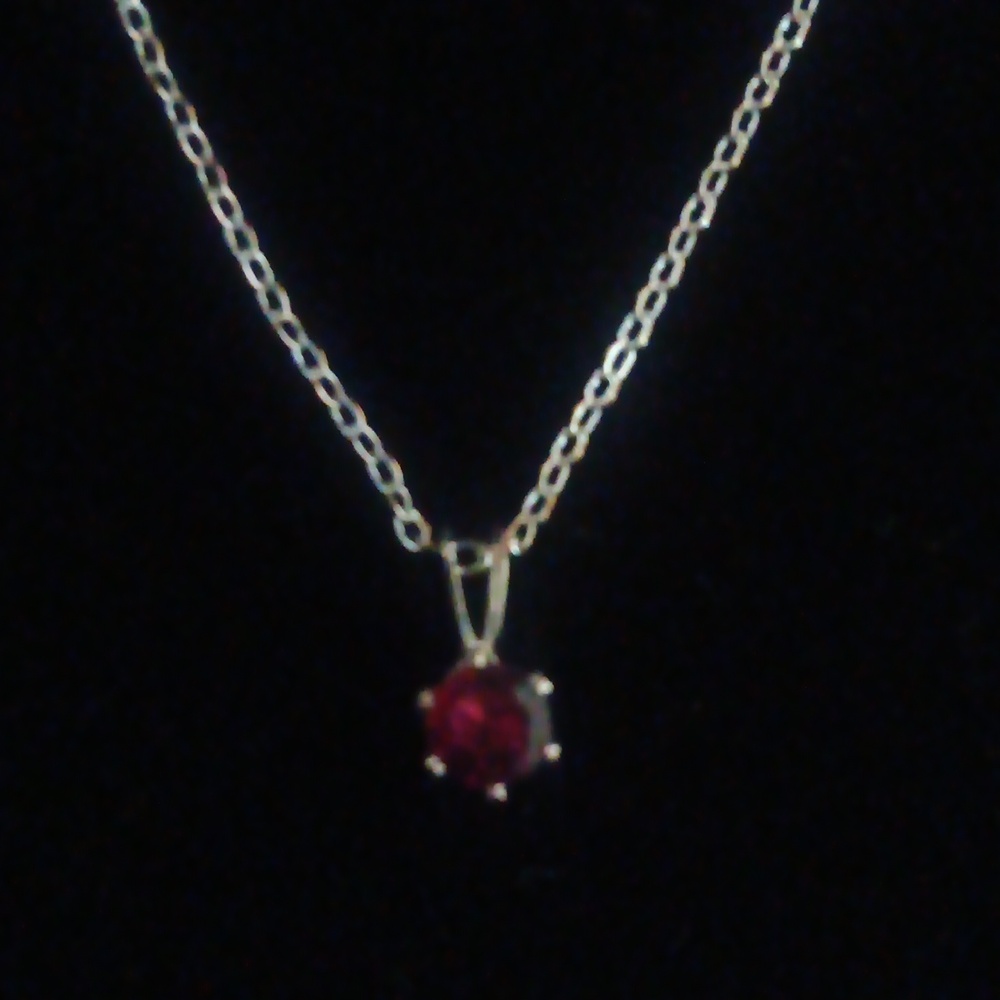 Garnet Solitaire Necklace - Picture 4 of 12